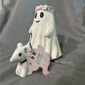 Goblin and Ghoul Mini Ghost Walking Dog Flower Crown Ghost Dog Figurine Statue